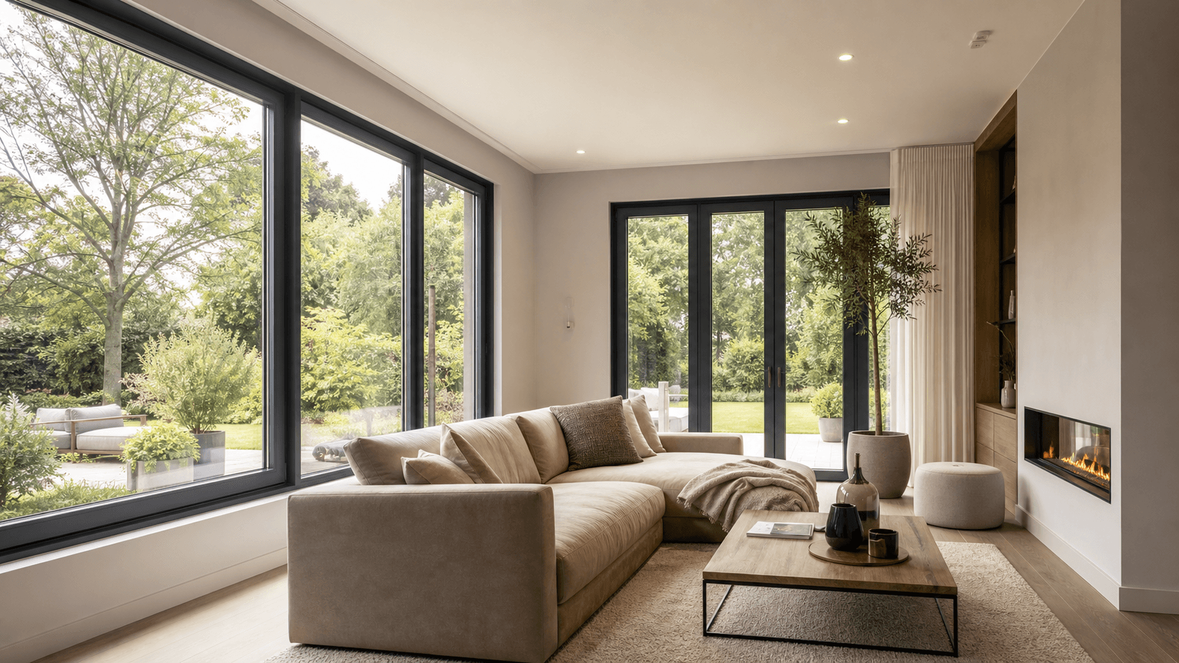 Moderne woning in Oss met grote antraciet kunststof kozijnen